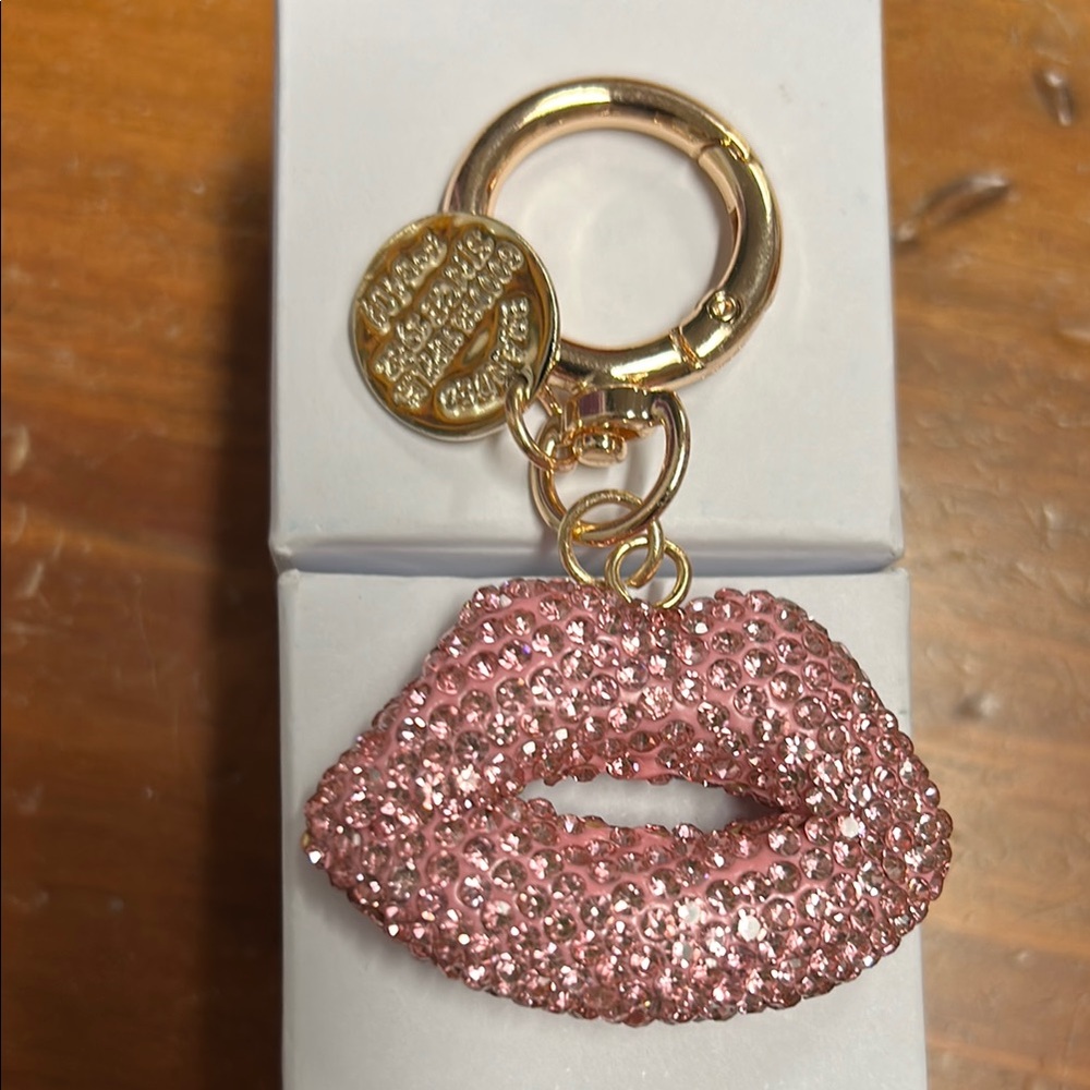Pink/red/silver Rhinestone Lip bag charm/Keychain